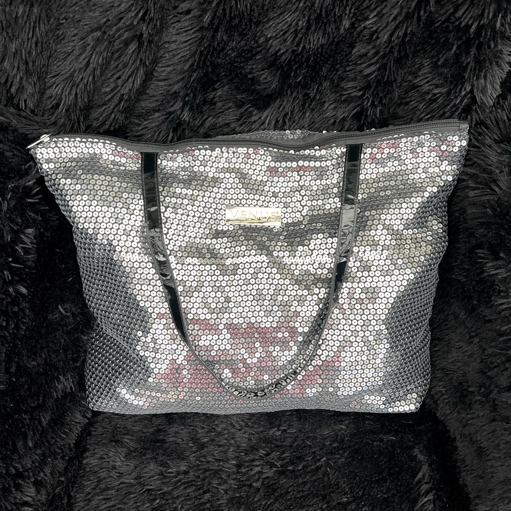 Venus sequenced black & silver bag